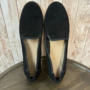 Clarks Collection Women Loafer Shoes Suede Comfort Slip-On Flat Sneaker Black 10